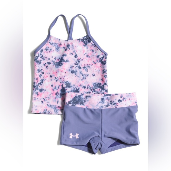 Under Armor Girls 2pc Burst Tie Dye Swim Set - Size 6 - Picture 1 of 3